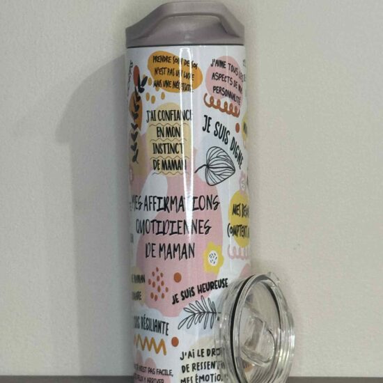 Bouteille isotherme 2 couvercles motivation quotidienne de maman