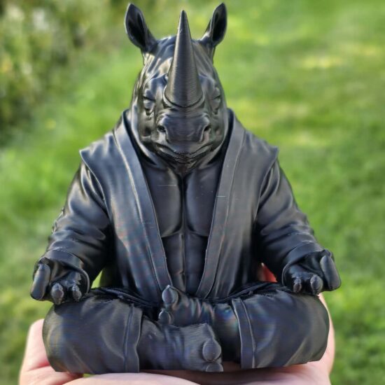 1. Statue Rhino Zen - Noir