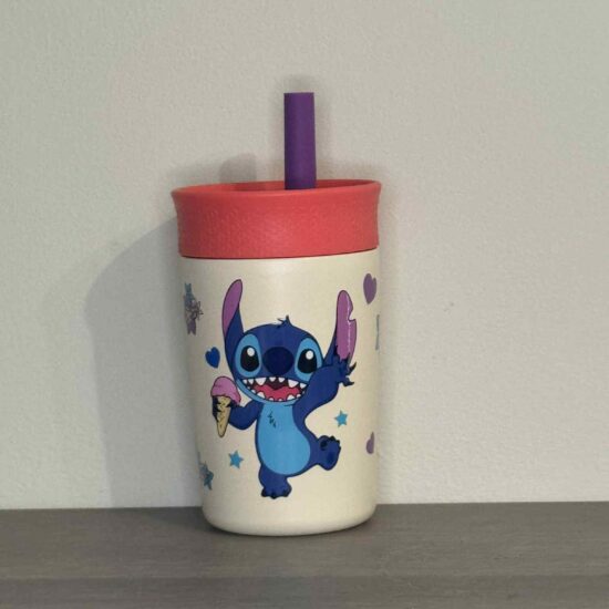 Gobelet enfant paille Stitch fond beige