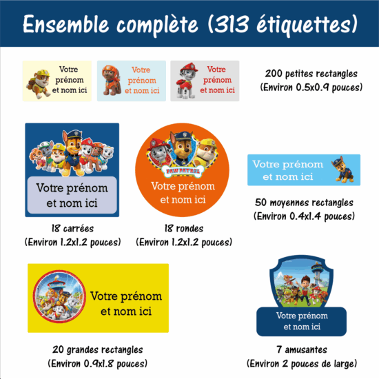 Étiquettes scolaires - pat patrouille