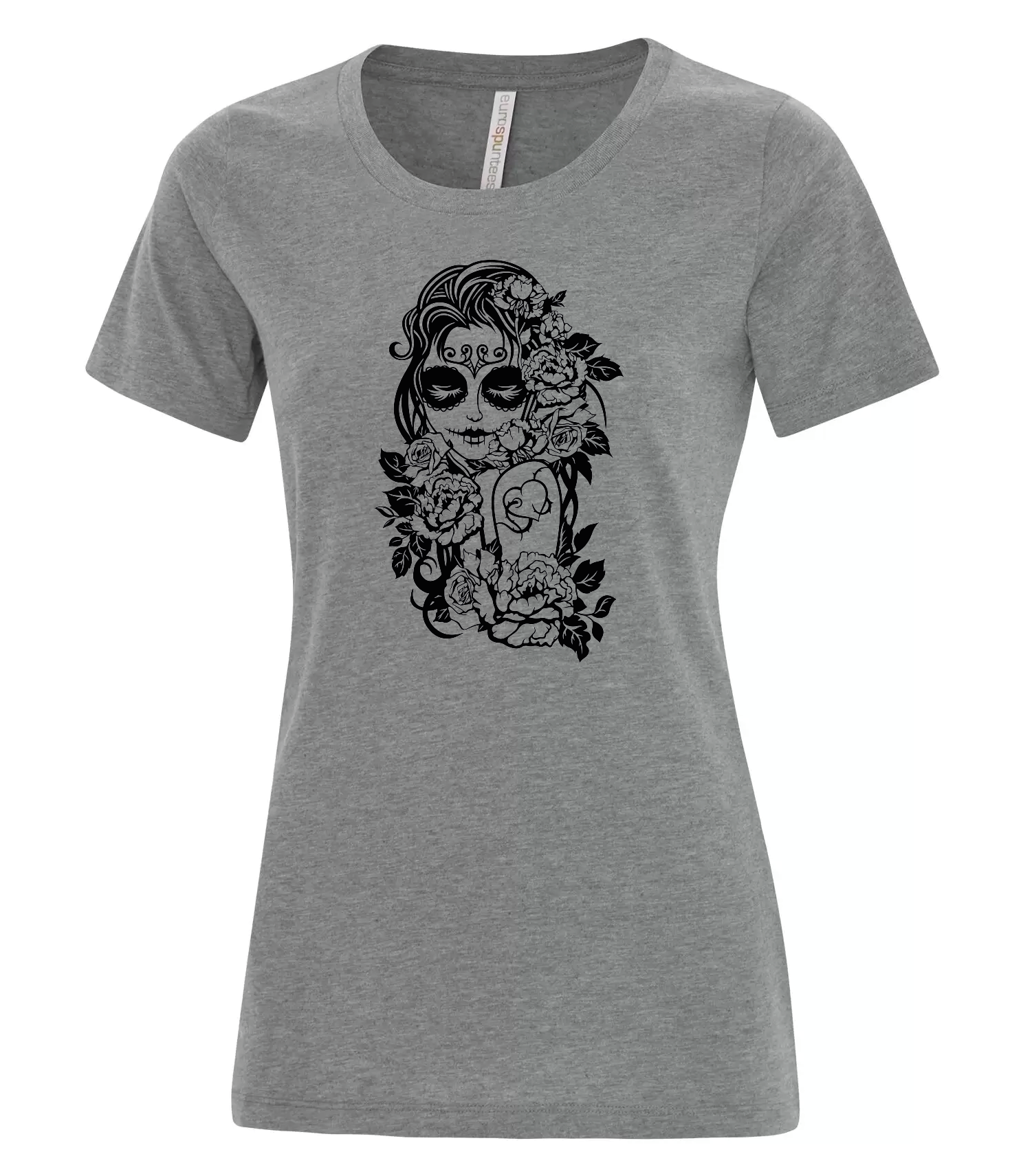 skull girl t-shirt gris